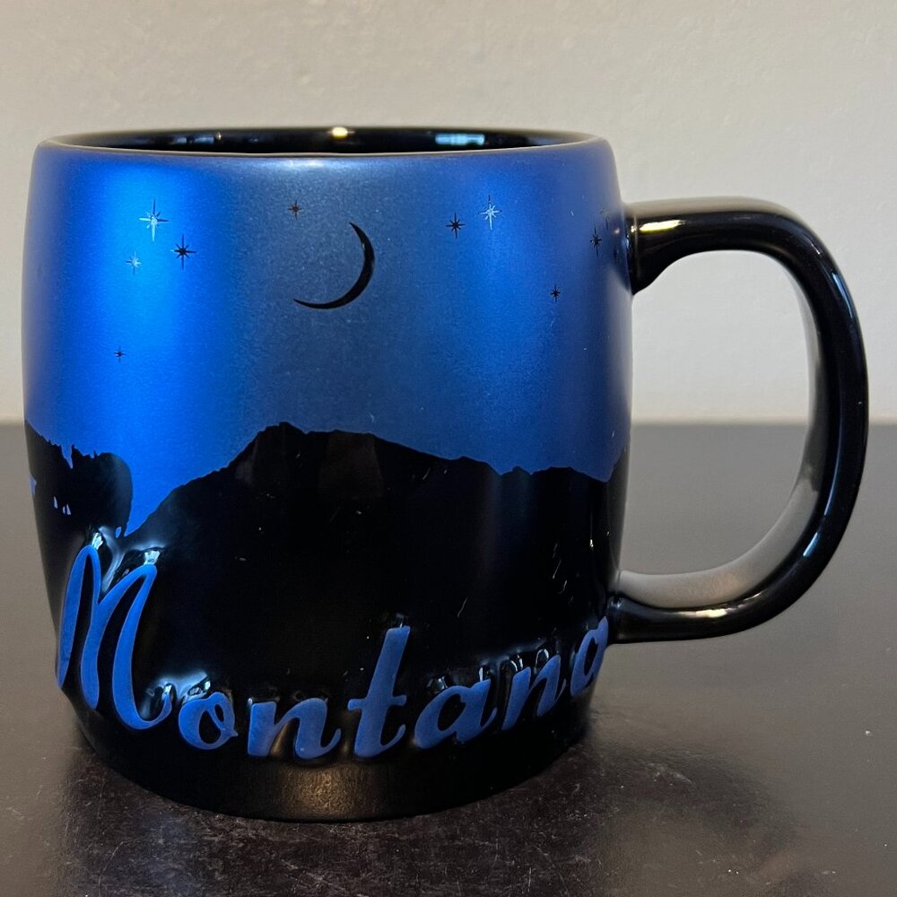 Americaware MONTANA NIGHT SKY Souvenir Oversized Mug ~ Metallic Blue and Black